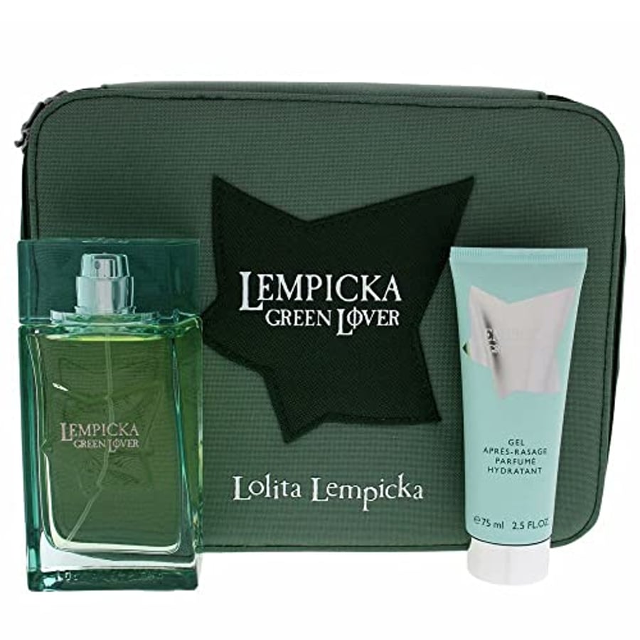 Lolita Lempicka Lolita Lempicka Green Lover For Men 3 Pc Gift Set 3.4Oz Edt Spray 2.5Oz After Shave Gel Pouch