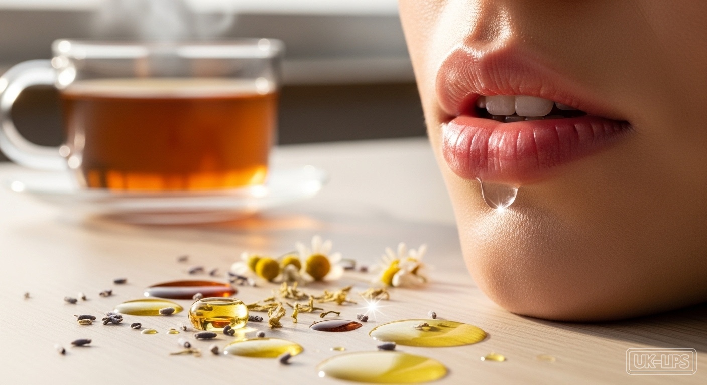 Natural lip detox setup with balm and oils for January renewal