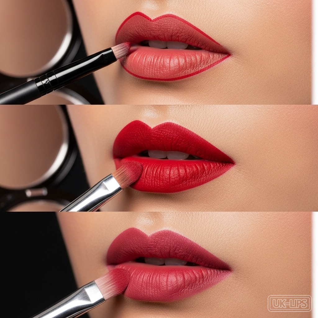 Step-by-step bold red lip application inspired by Maya Jama's technique for winter events.