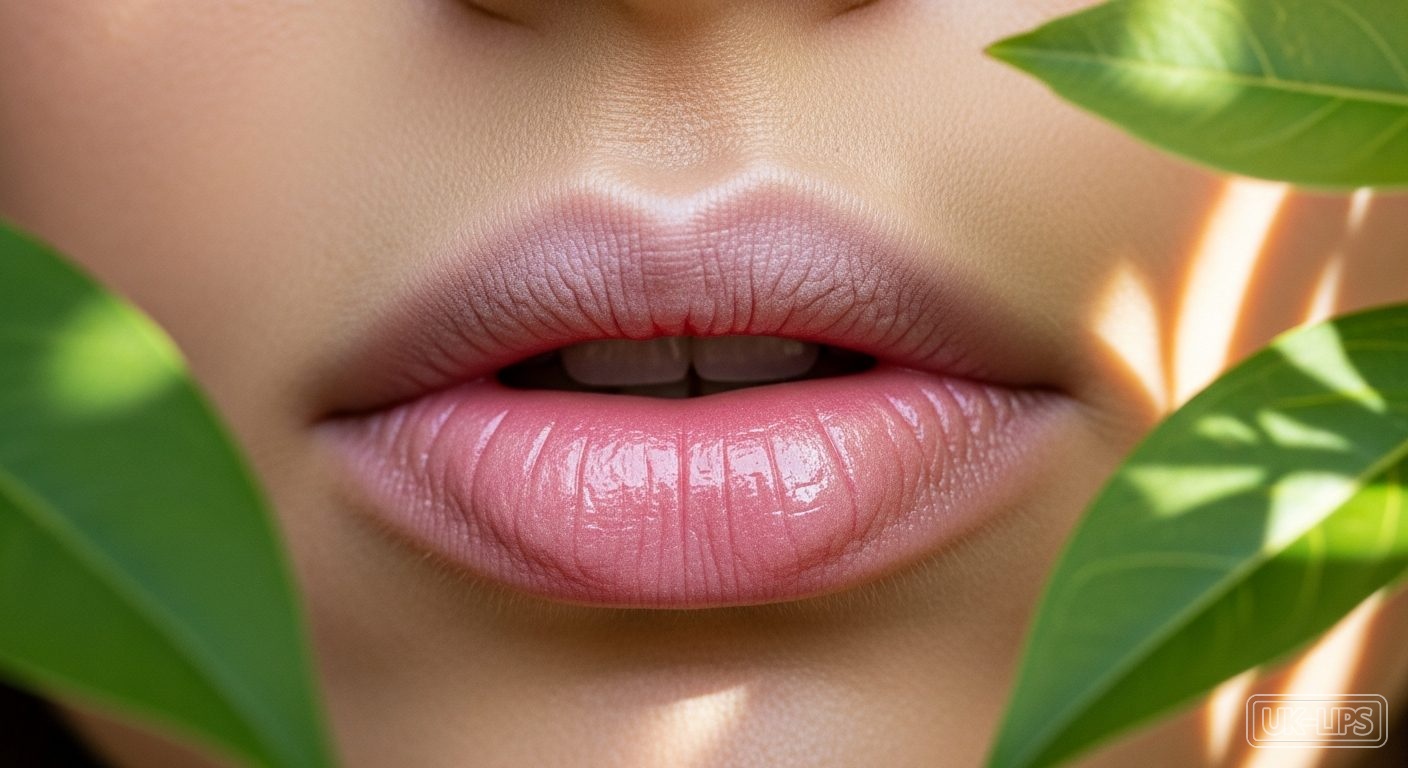 Close-up of blurred pink lips awakening to spring vibrancy