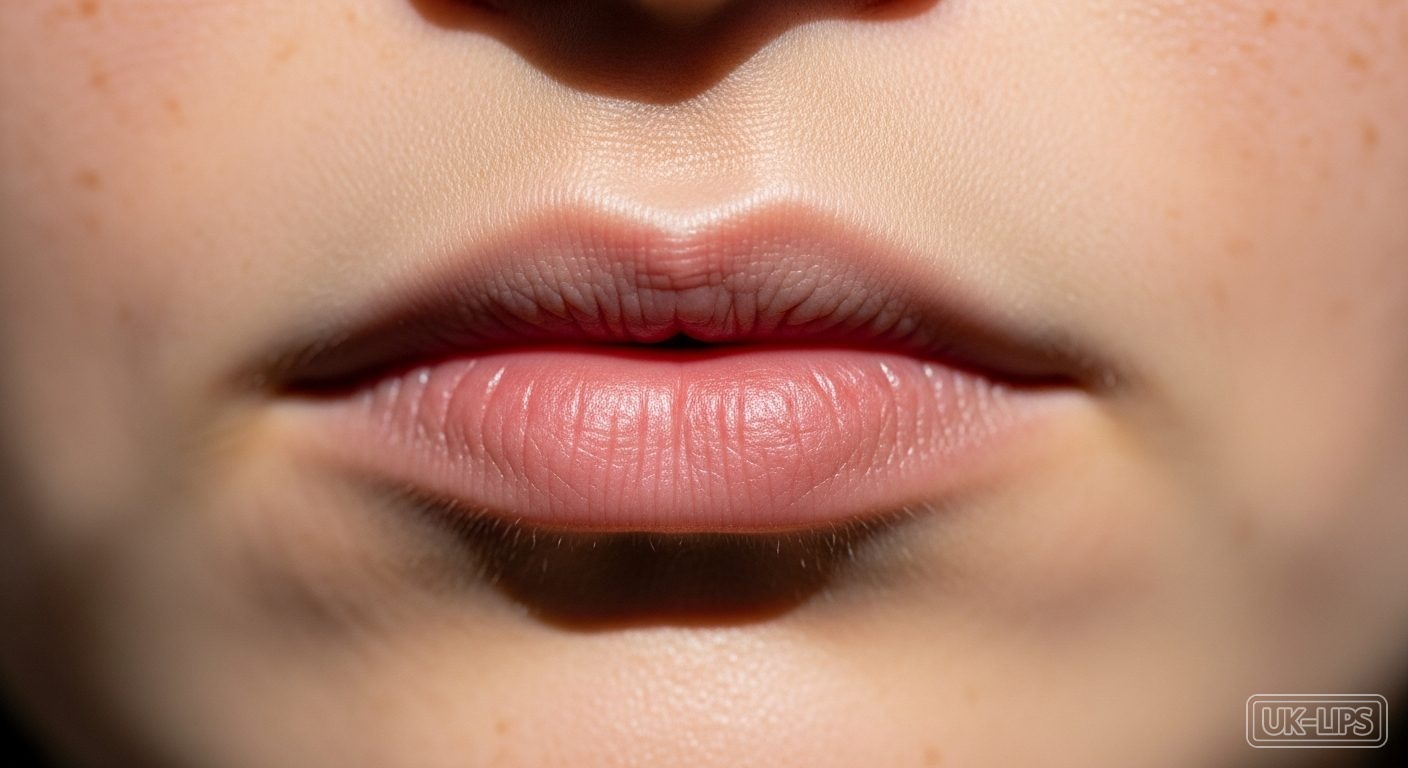 Unvarnished British lips in soft July daylight