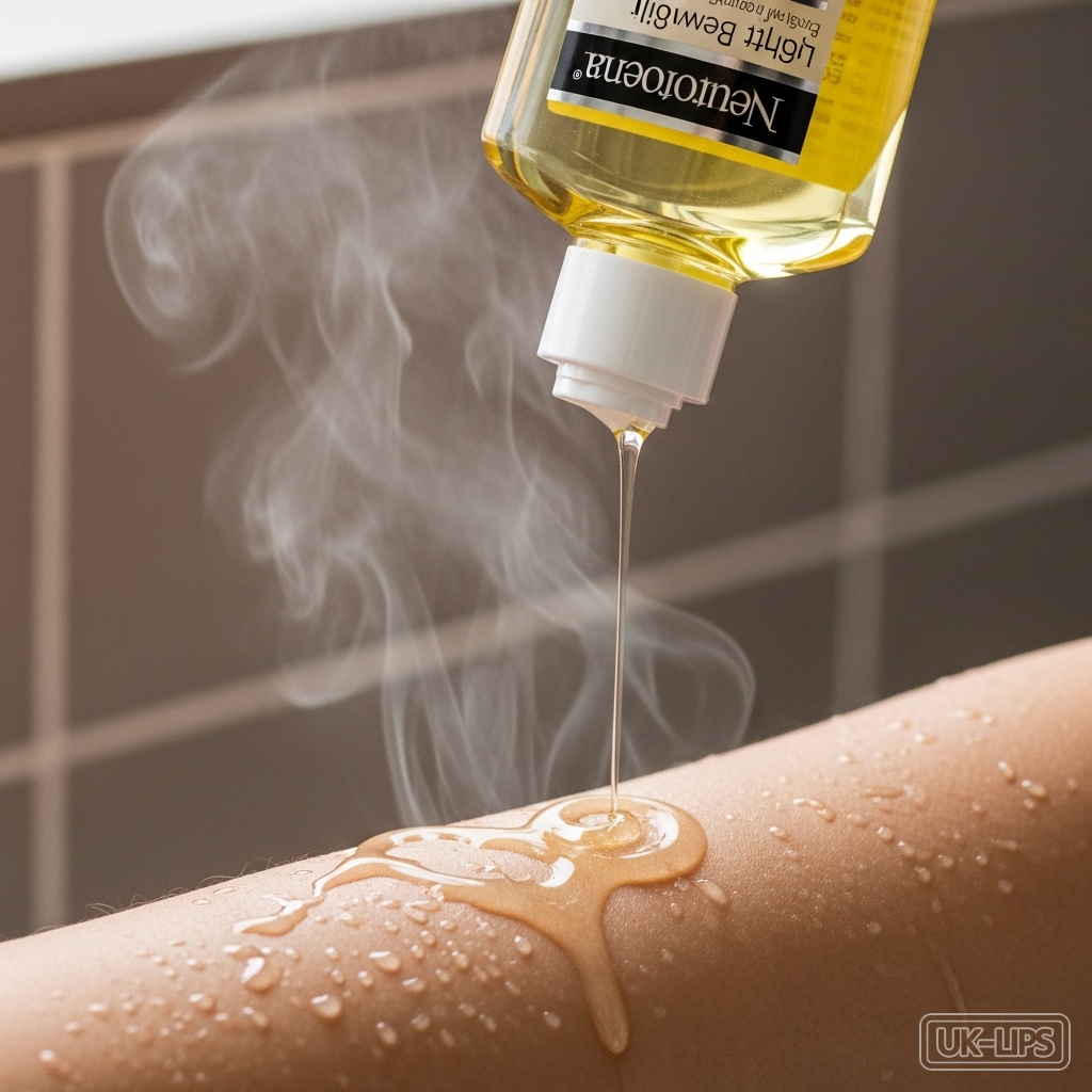 Neutrogena body oil application on damp skin