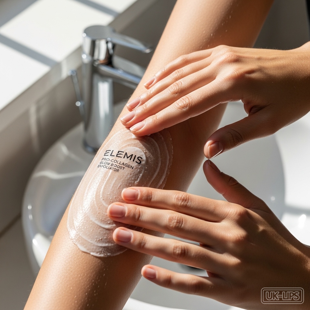 Circular application of mandelic acid exfoliator on arm skin