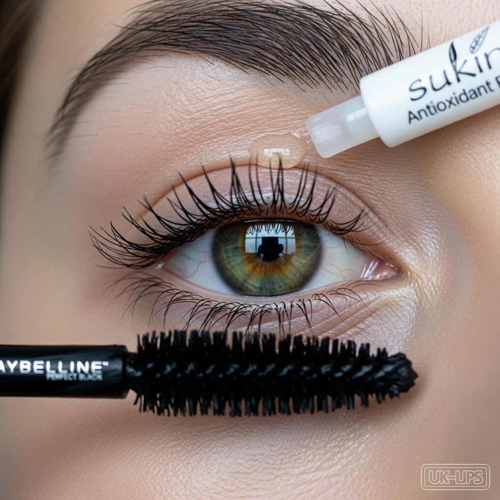Oily lid serum and mascara layering step