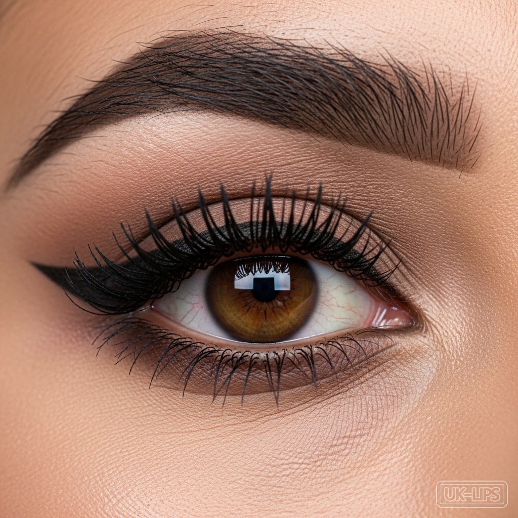 Matte eye makeup with precise eyeliner and volumising mascara
