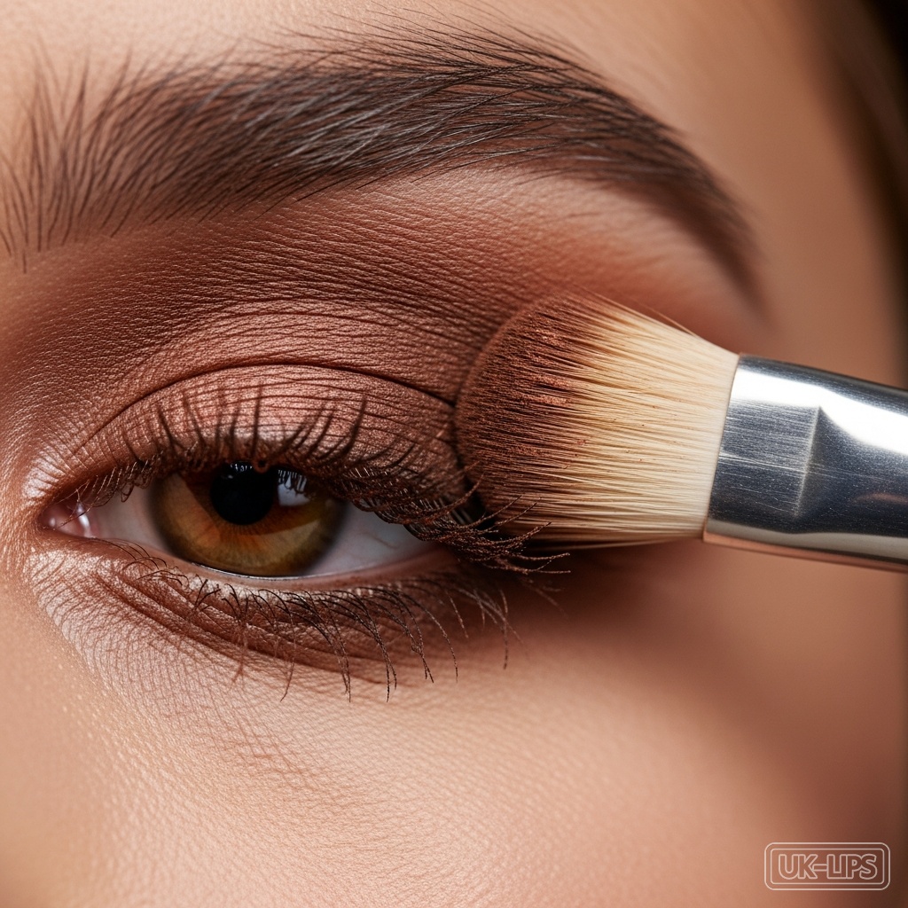 Blending smoky eyeshadow into the crease step
