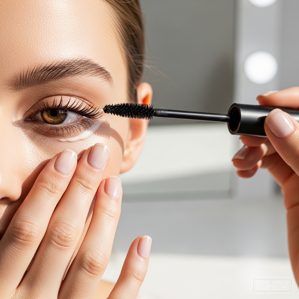 Step-by-step eye cream and mascara layering technique