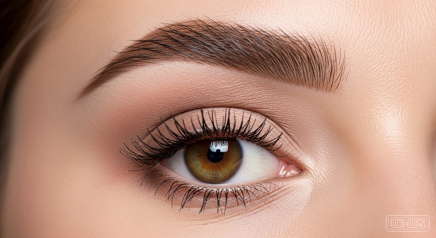 Precise brow colour application on natural British skin tone