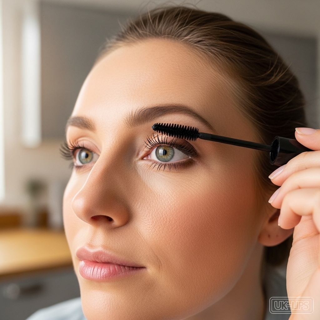 Morning mascara application for British commute