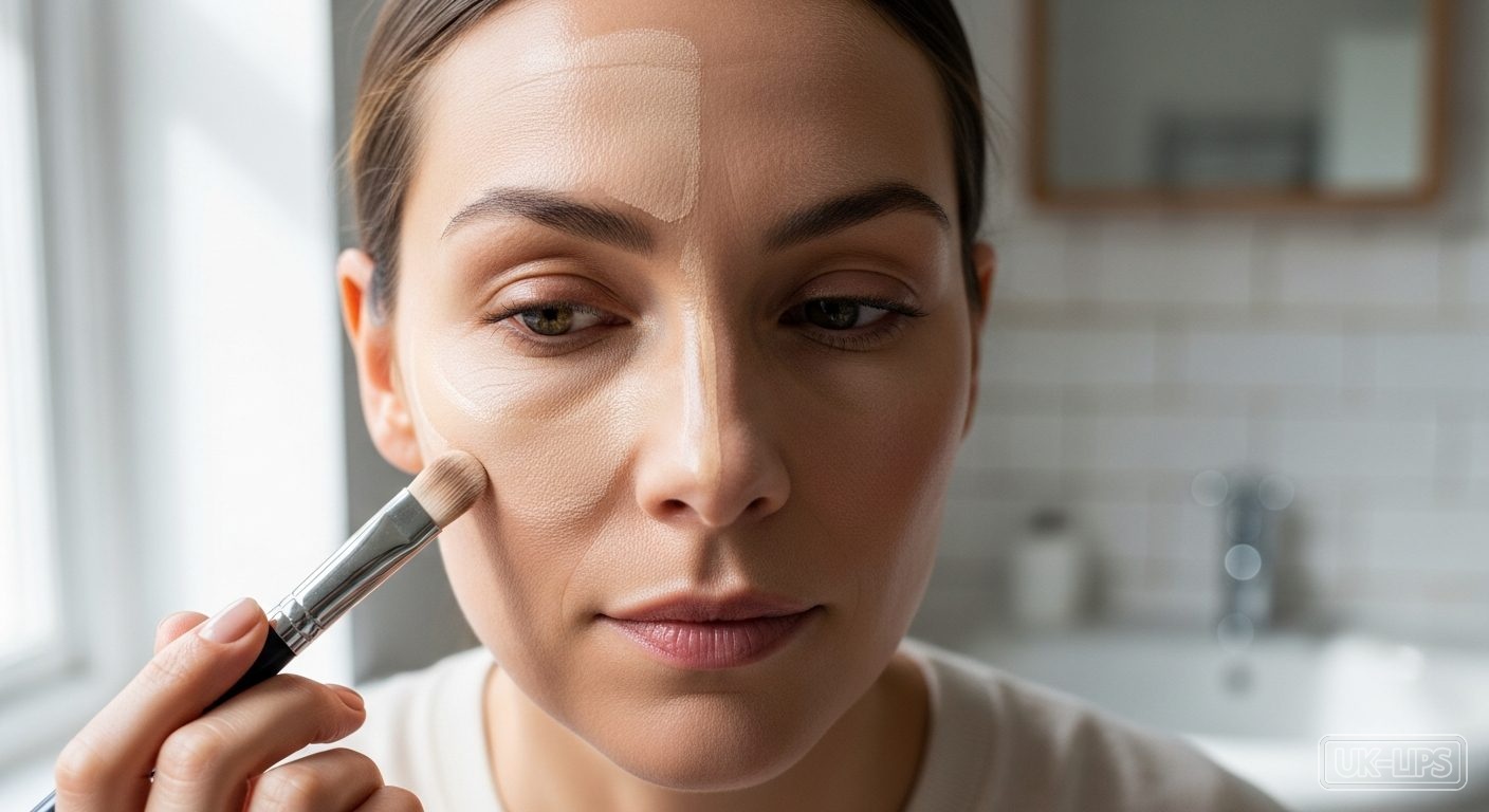Woman layering primer before foundation for a flawless base finish