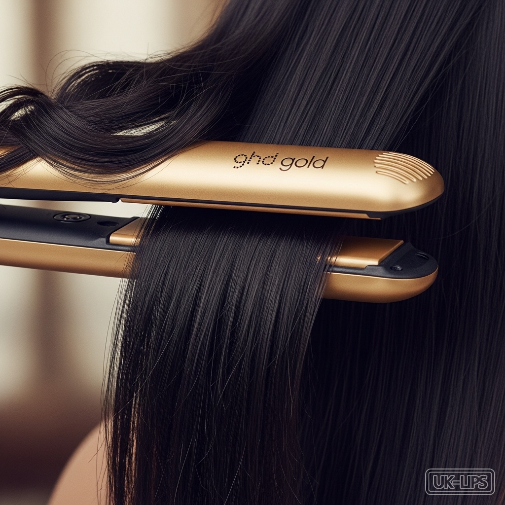 ghd Gold Hair Straightener creating sleek finish