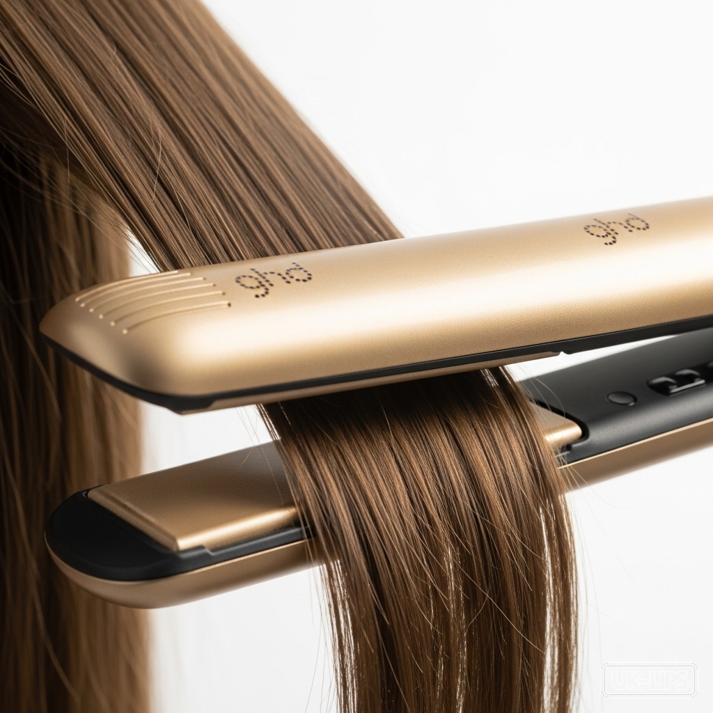 ghd Gold Hair Straightener in action on mid-length hair