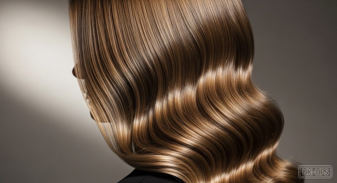 Sleek glossy hair styled with straighteners and hair oil for natural shine