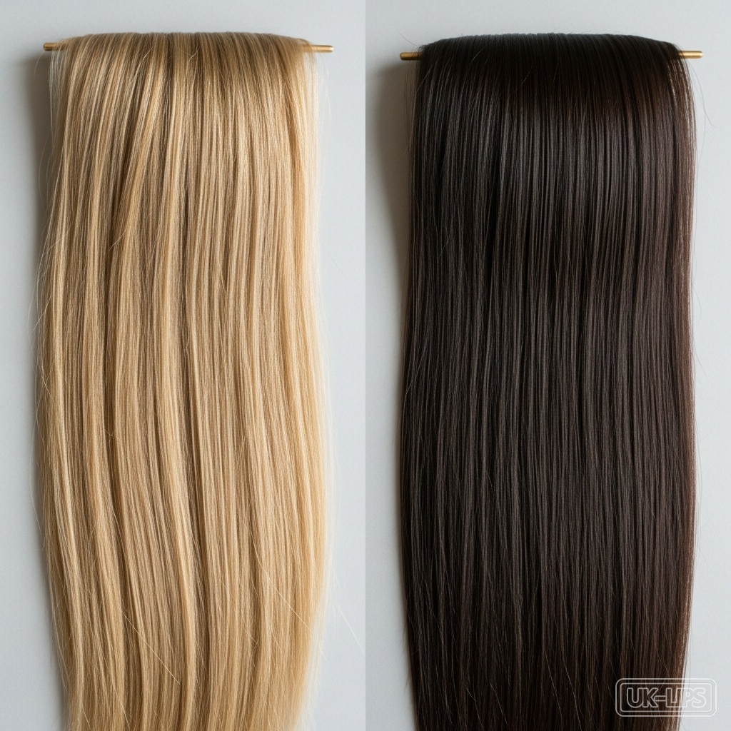 Side-by-side comparison of fine and thick hair after straightening