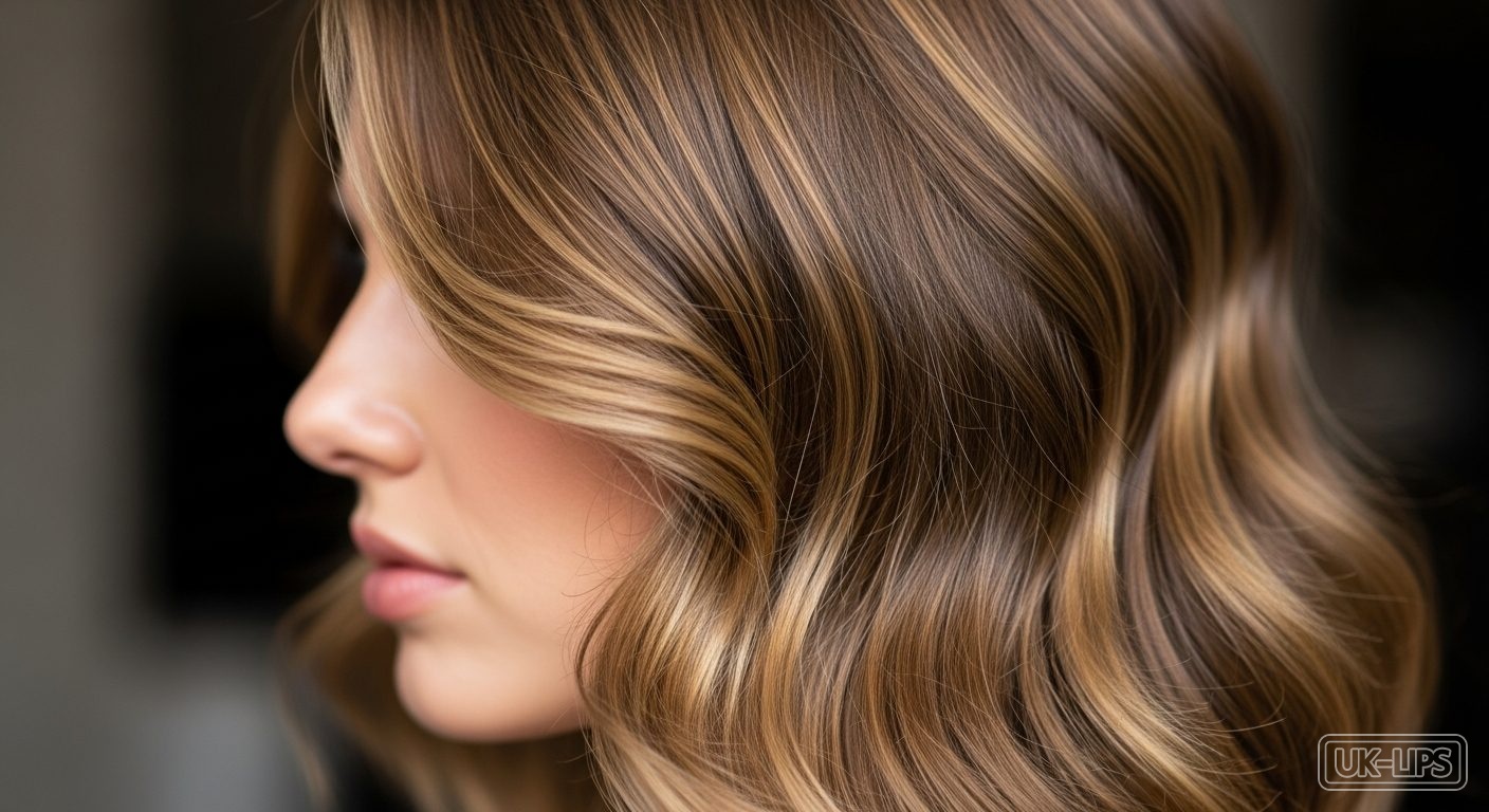 Woman showcasing glossy natural waves with soft movement and healthy shine