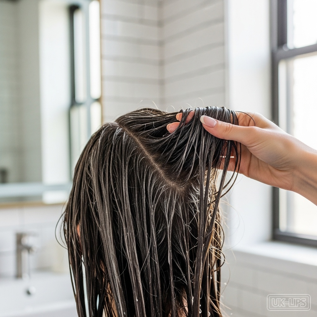 Step-by-step layering technique on damp hair