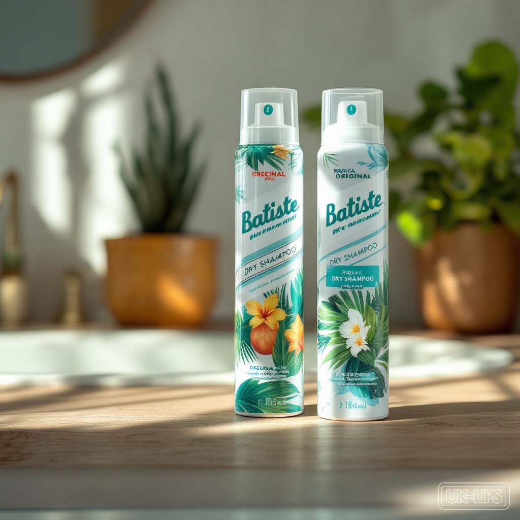 Best dry shampoo UK product line-up on bathroom counter
