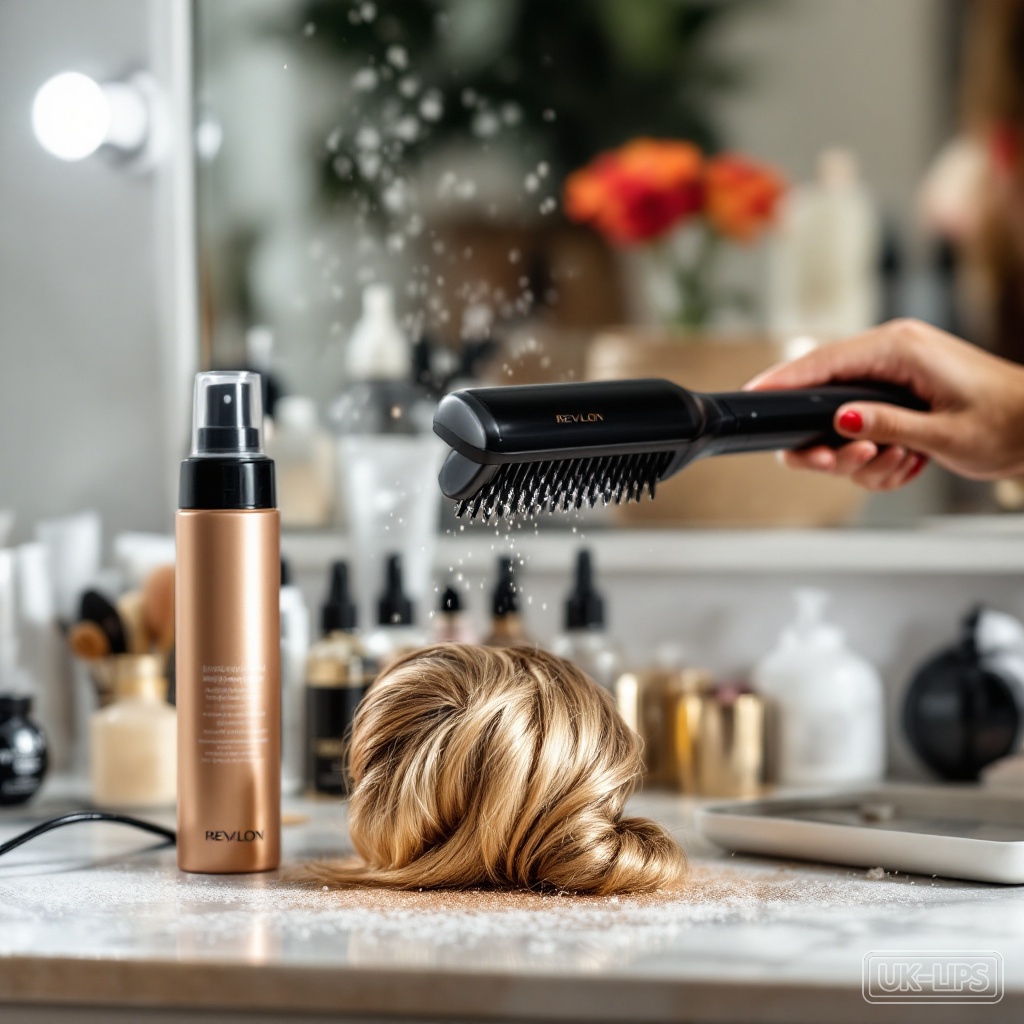 Dry shampoo paired with straightener for sleek finish