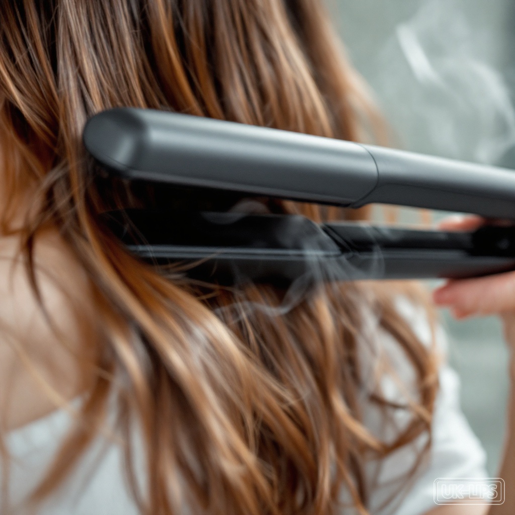 ghd straightener in use on autumn hair