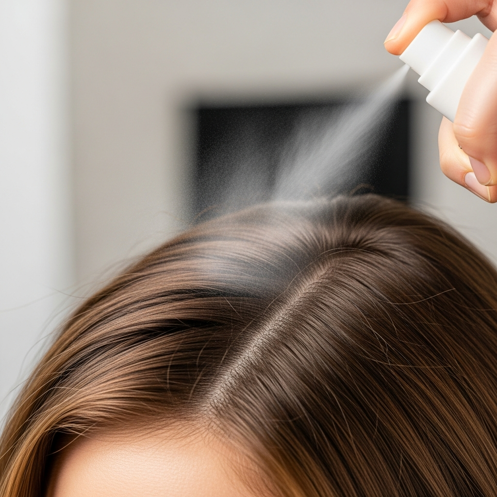 Dry shampoo application technique for volume retention