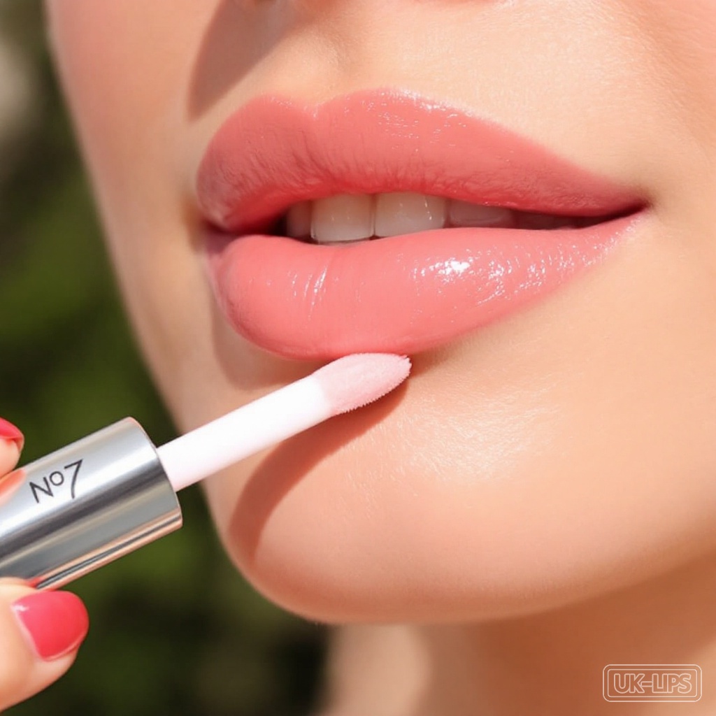 No7 High Shine Lip Gloss application close-up