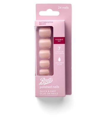 Boots Boots False Nail Butterscotch Brown X24