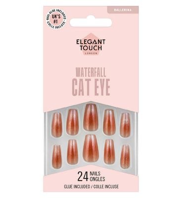 Elegant Touch Elegant Touch Gel Waterfall Cateye Crystal Cascades False Nails With Glue 24S
