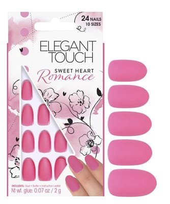 Elegant Touch Elegant Touch Oval 24 False Nails with Glue - Sweet Heart Romance