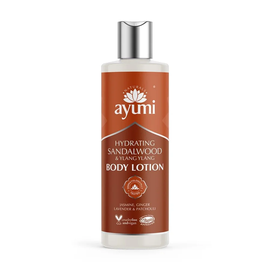 Ayumi Ayumi Sandalwood & Ylang Ylang Body Lotion | Hydrating Body Lotion for Dry Skin | Aromatherapy Body Moisturiser with Lavender | Hand Cream to Soften the Skin | Moisturiser for Men & Women | 1 x