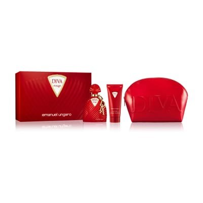 Emanuel Ungaro Emanuel Ungaro Diva Rouge 3 Piece Gift Set: Eau de Parfum 100ml - Body Lotion 100ml - Pouch