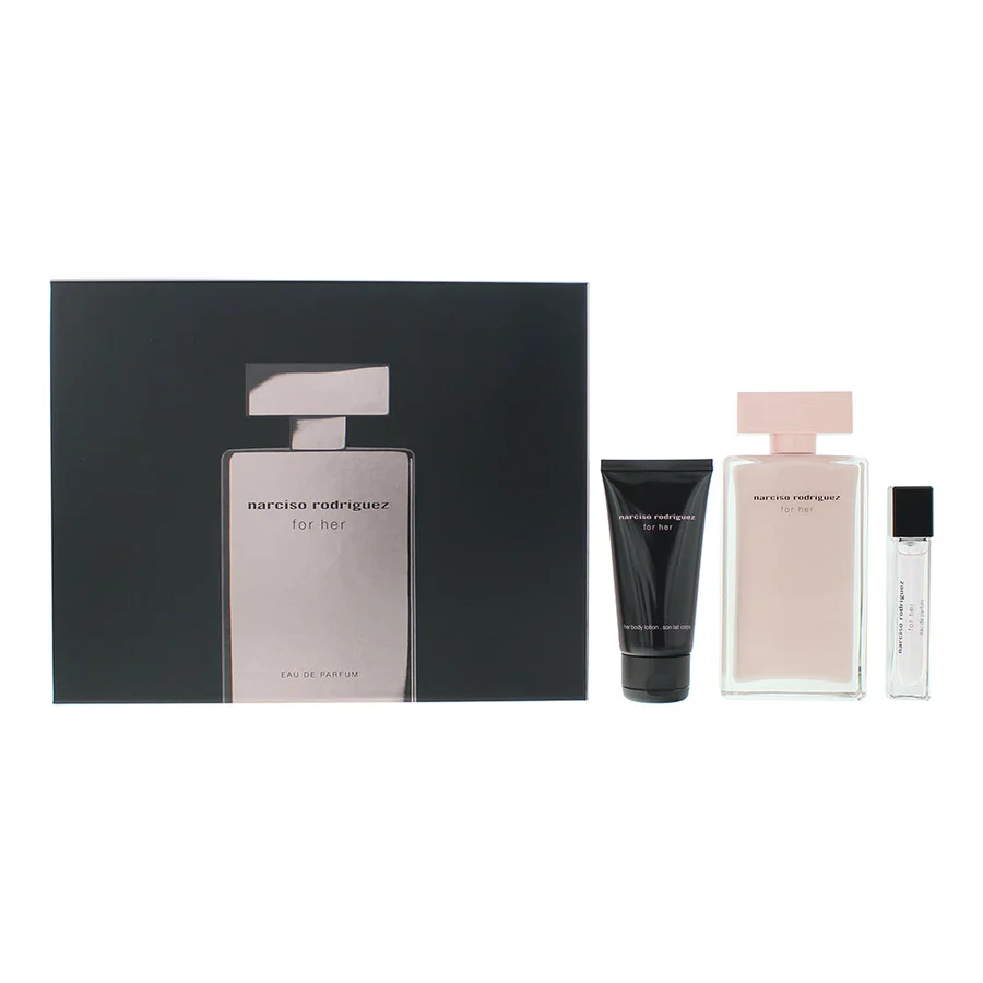 Narciso Rodriguez Narciso Rodriguez For Her 3 Piece Gift Set: Eau De Parfum 100ml - Body Lotion 50ml - Eau De Parfum 10ml
