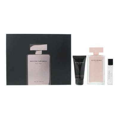 Narciso Rodriguez Narciso Rodriguez For Her 3 Piece Gift Set: Eau De Parfum 100ml - Body Lotion 50ml - Eau De Parfum 10ml