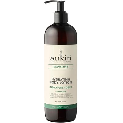 Sukin Sukin Signature Hydrating Body Lotion 500ml - with Rosehip & Essential Olis; cruelty free & vegan friendly - replenishes and nourishes the skins moisture barrier through its rich blend to soothe.