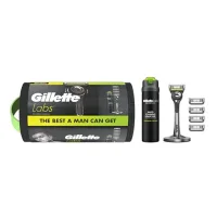 Gillette Gillette Labs With Exfoliating Bar Men's Razor + 4 Blades And Shave Gel Washbag Gift Set