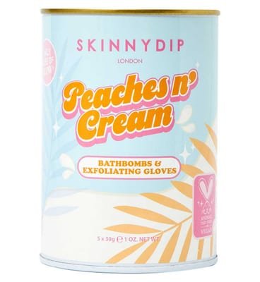 Skinnydip Skinnydip London Peach Bath Bombs And Exfoliating Glove Tin Set