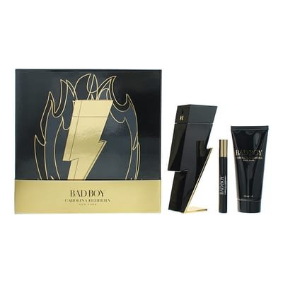 Carolina Herrera Carolina Herrera Bad Boy 3 Piece Gift Set: Eau De Toilette 100ml - Shower Gel 100ml - Eau De Toilette 10ml