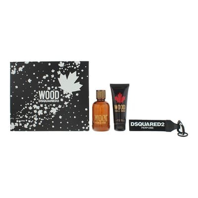 Dsquared2 Dsquared2 Wood 3 Piece Gift Set: Eau de Toilette 100ml - Shower Gel 100ml - Key Ring
