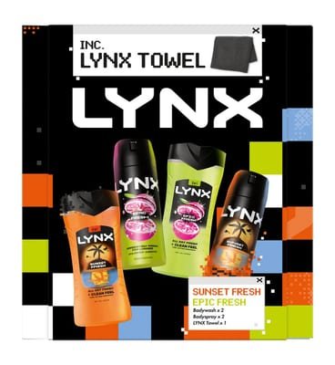 Lynx Lynx Bodyspray + Bodywash Towel Sunset Fresh & Epic Gift Set