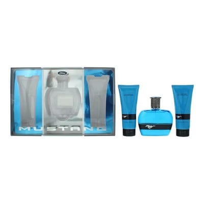 mustang Mustang Blue 3 Piece Gift Set: Eau de Toilette 100ml - Aftershave Balm 100ml - Hair Body Wash 100ml