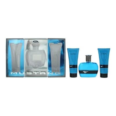 mustang Mustang Blue 3 Piece Gift Set: Eau de Toilette 100ml - Aftershave Balm 100ml - Hair Body Wash 100ml