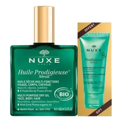 NUXE Nuxe Huile Prodigieuse Néroli Duo 100ml Multi-Purposes Dry Oil + 30ml Prodigieux Neroli Relaxing Scented Shower Gel
