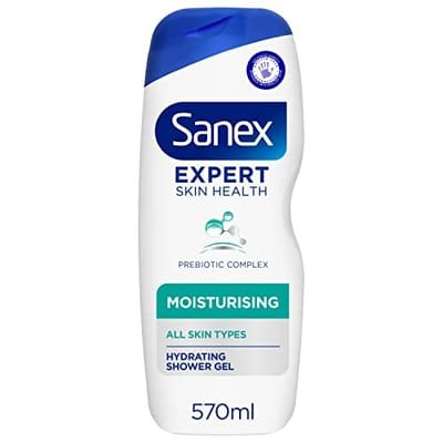 Sanex Sanex Expert Skin Health Moisturising Shower gel 570ml - body wash for men & women - gently cleanses - hydrates & softens skin - 12h hydration - advanced prebiotic complex formula - vegan