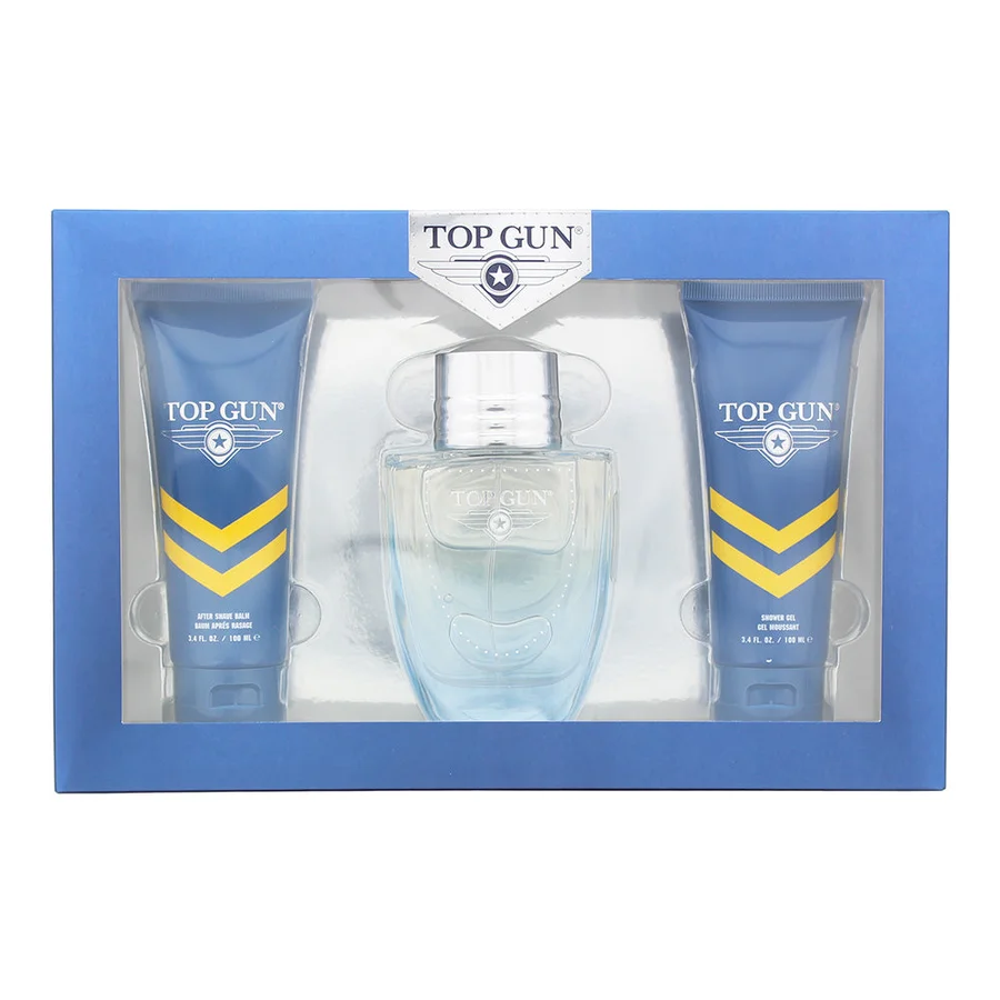 Top Gun Top Gun Rivet 3 Piece Gift Set: Eau De Toilette 100ml - Hair Body Wash 100ml - Aftershave Balm 100ml