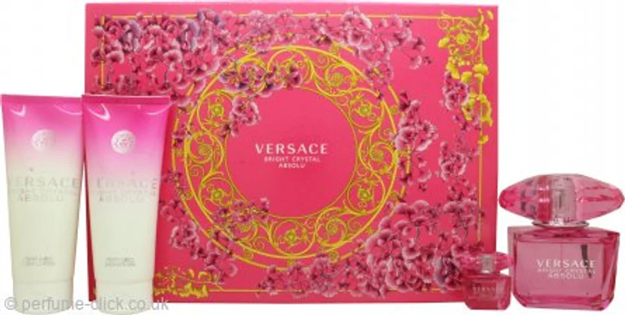 Versace Versace Bright Crystal Absolu Gift Set 90ml EDP + 100ml Body Lotion + 100ml Shower Gel + 5ml EDP