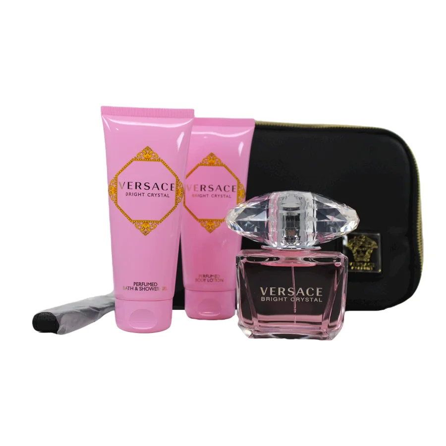 Versace Versace Bright Crystal Gift Set 90ml EDT + 100ml Body Lotion + 100ml Shower Gel + Bag