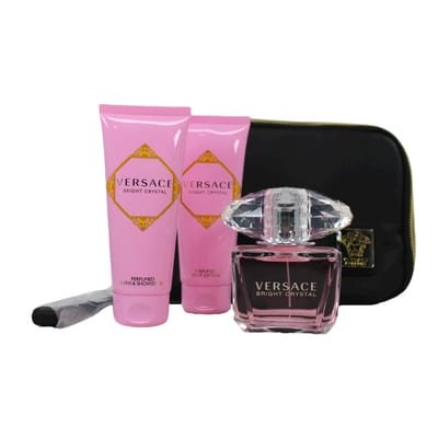 Versace Versace Bright Crystal Gift Set 90ml EDT + 100ml Body Lotion + 100ml Shower Gel + Bag