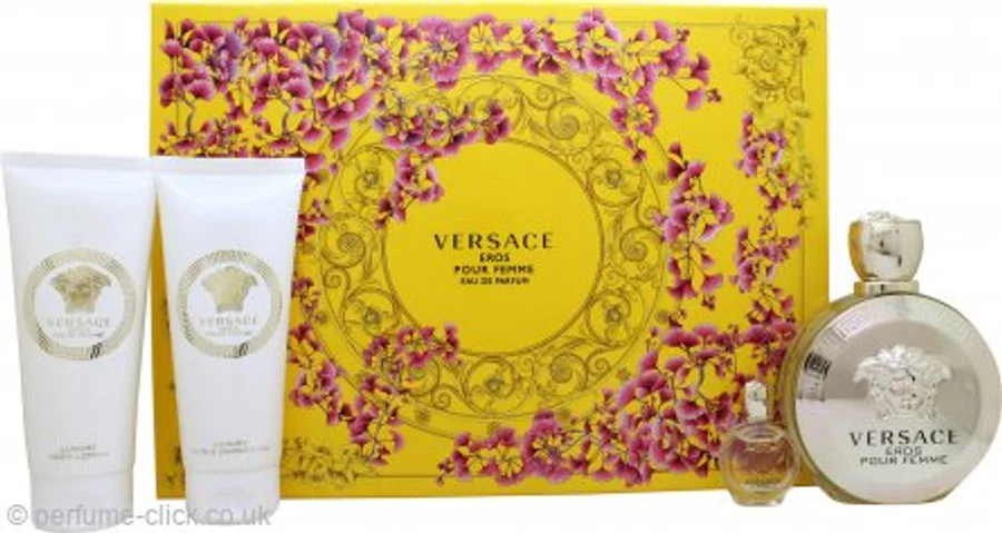 Versace Versace Eros pour Femme Gift Set 100ml EDP + 5ml EDP + 100ml Body Lotion + 100ml Shower Gel