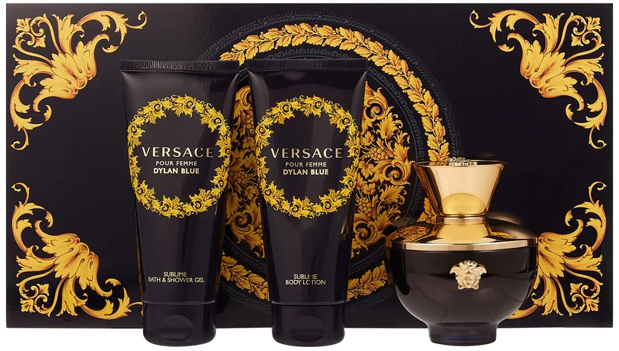 Versace Versace Pour Femme Dylan Blue Gift Set 100ml EDP + 100ml Shower Gel + 100ml Body Lotion + Purse