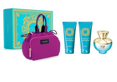 Versace Versace Pour Femme Dylan Turquoise Gift Set 100ml EDT + 100ml Shower Gel + 100ml Body Lotion + Pink Bag