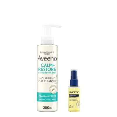 Aveeno Aveeno Calm & Restore Cleanser Mini Skin Relief Oil Spray 50Ml Duo